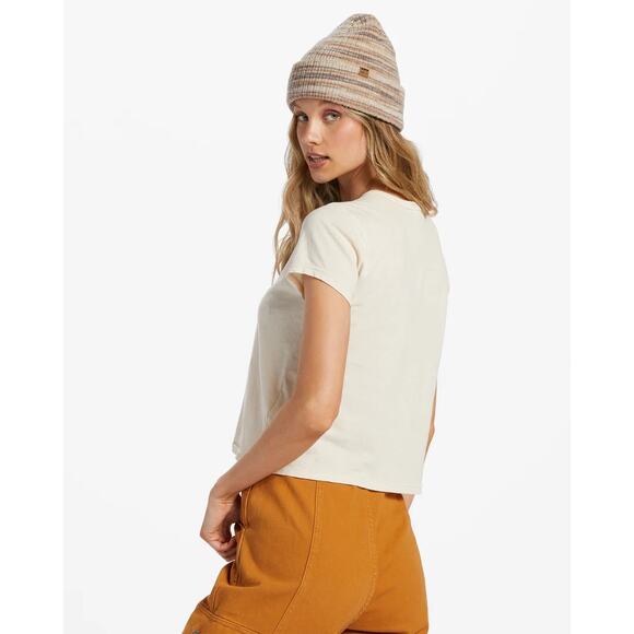 Billabong Women's Better Than Basic Solid Color Tee T-Shirt in Cream - Picture 1 of 4